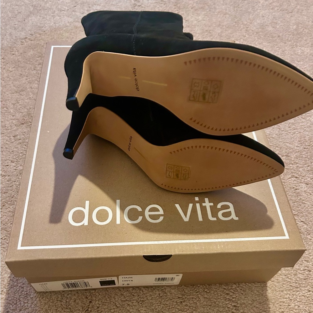 Dolce Vita Onyx Haze Suede Knee-high Black Boots - Picture 4 of 5